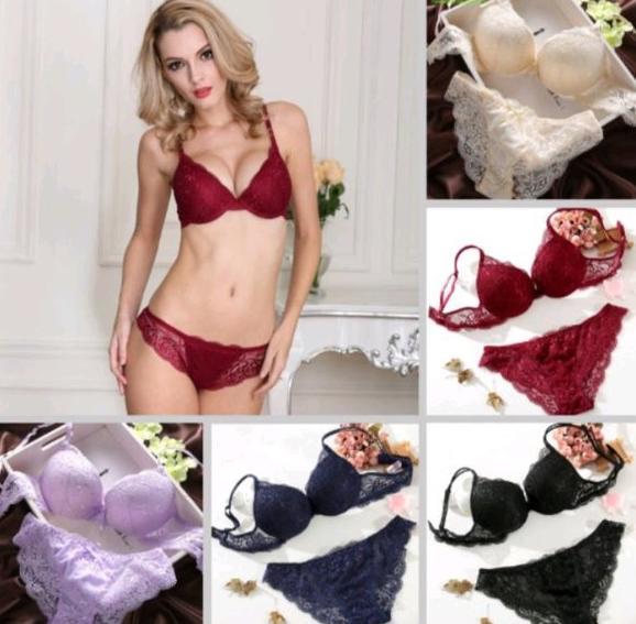 JS Bra set push up bra dengan celana sexy g string lingerie