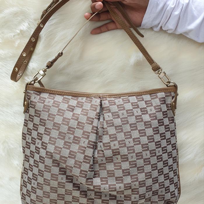 Tas Sisley Selempang Sling Bag Bahu Wanita Kanvas Mix Kulit Asli