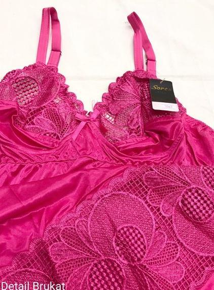 JS Sorex Lingerie Long Dress Satin Exclusive | Premium Lingerie Maxi Night Gown Satin Lace 7067 Baju