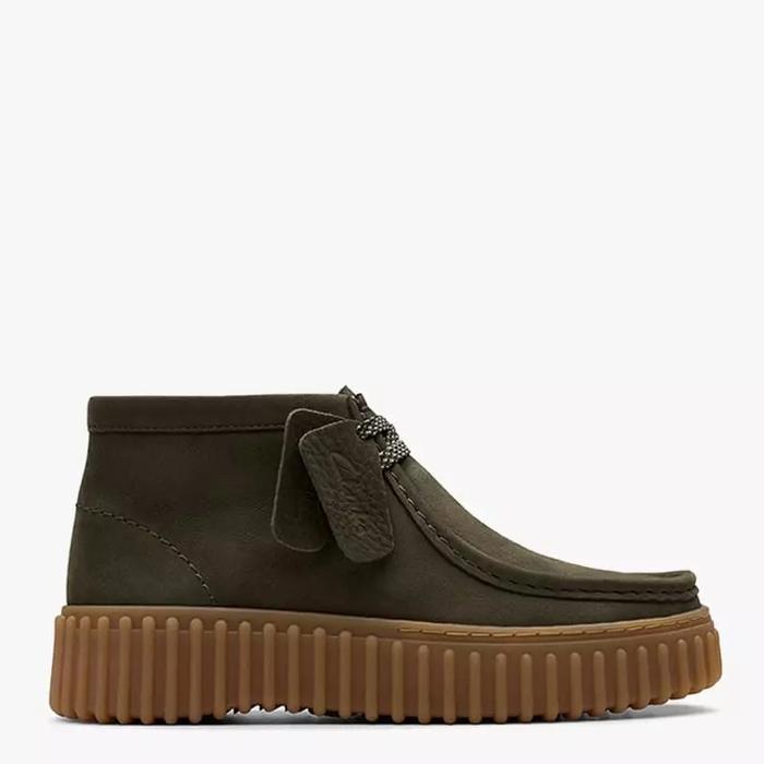 Clarks Torhill Moss Nub Sepatu Boots Wanita - Dark Green