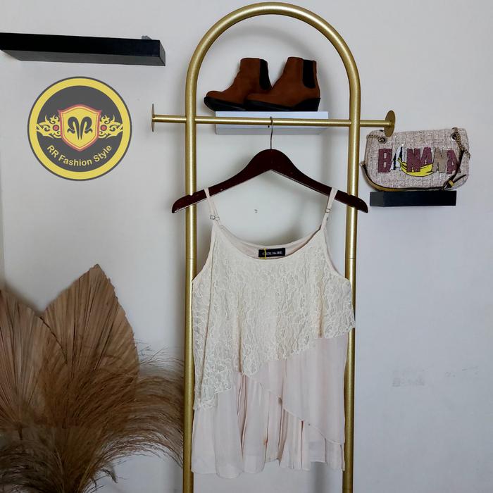 Atasan Tank Top Brukat Cecil McBee Warna Cream