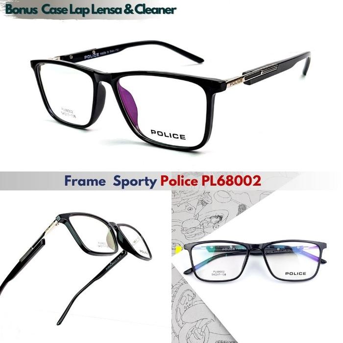 Frame Kacamata Pria Police 8002 Lensa Minus Silinder Baca Progresif Anti Radiasi Photocromic Bluecro