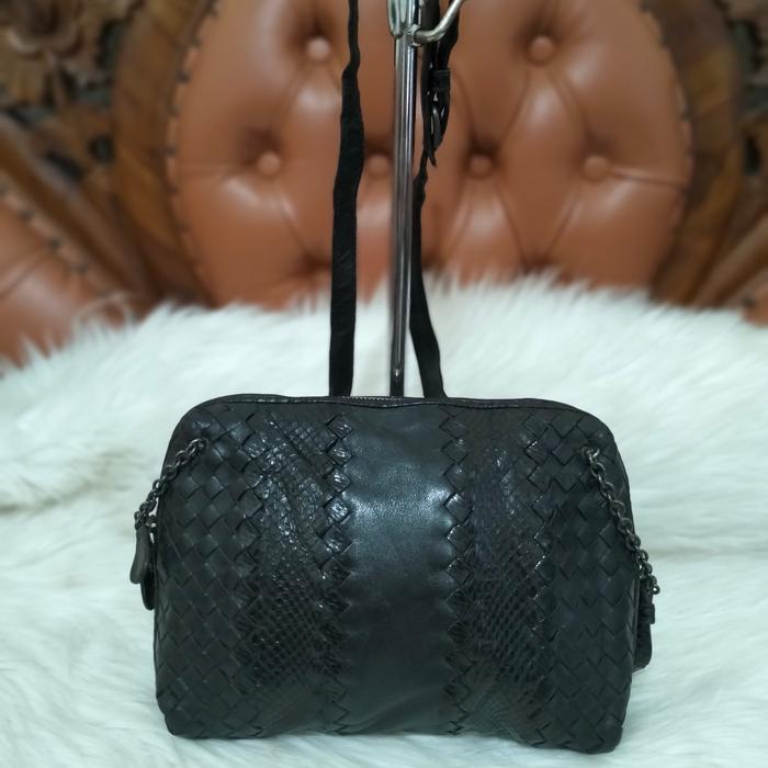 Bottega Veneta Intrecciato Python Sling Bag