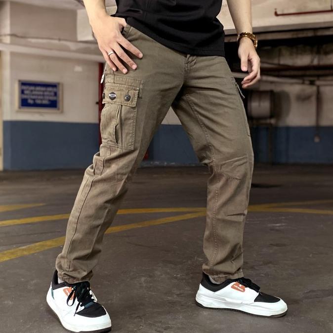 Celana Cargo Panjang Pria Tony Jack Celana Cargo Pants Premium - Coklat, 28