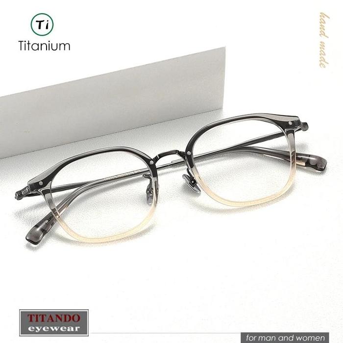 Japanese Style Titanium and Acetate Combination Square Frame for Men Women Optical eyeglasses Eyevan
