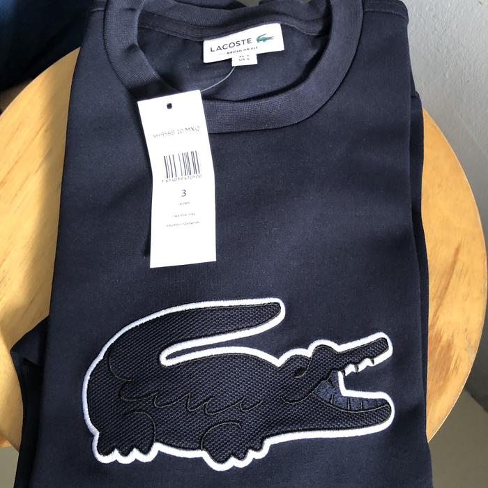 Lacoste Sweater Sweatshirt Crewneck Long Sleeves Navy Originals Size Small not FP Fred Perry Stone I