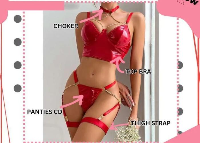 VivaciouzVibes Sexy Lingerie Kulit Latex PVC Garter Belt Set Bra Pakaian Dalam BH Sexy Bikini Ring O