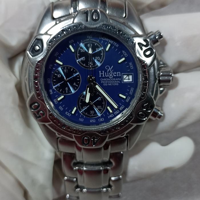 Jam Pria Quartz Hugen Bleu Dial Keren