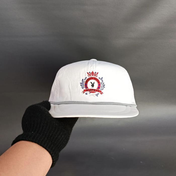 Topi Vintage Rope Hat Topi Tali Kapal Unisex Pria Wanita PLAYBOY Broken White Original