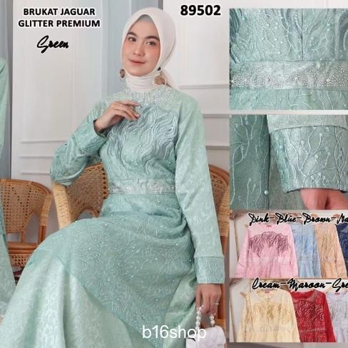 B16SHOP - Ready Stock Gamis Kondangan Jaguar Tille Glitter Premium Dress Mewah Bahan Tile mix Jaguar