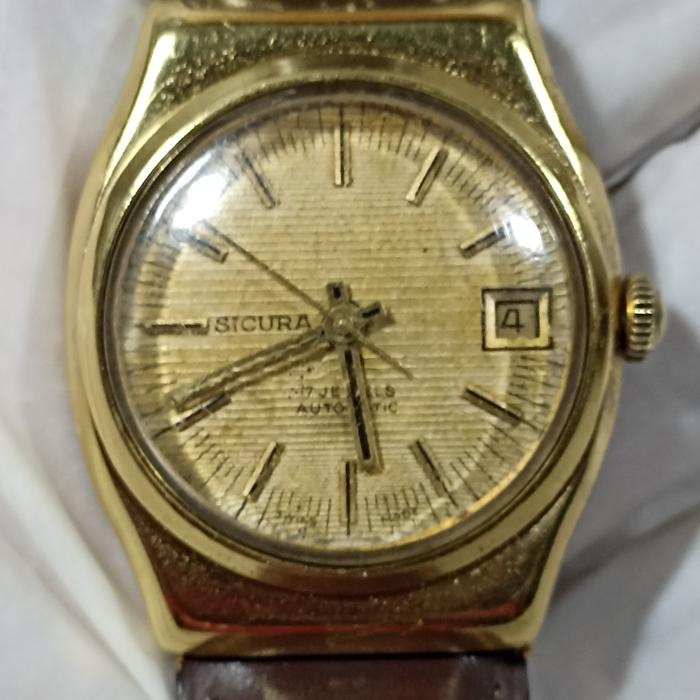 Jam Pria Automatic Sicura Breitling Gold Casing Tone Vintage