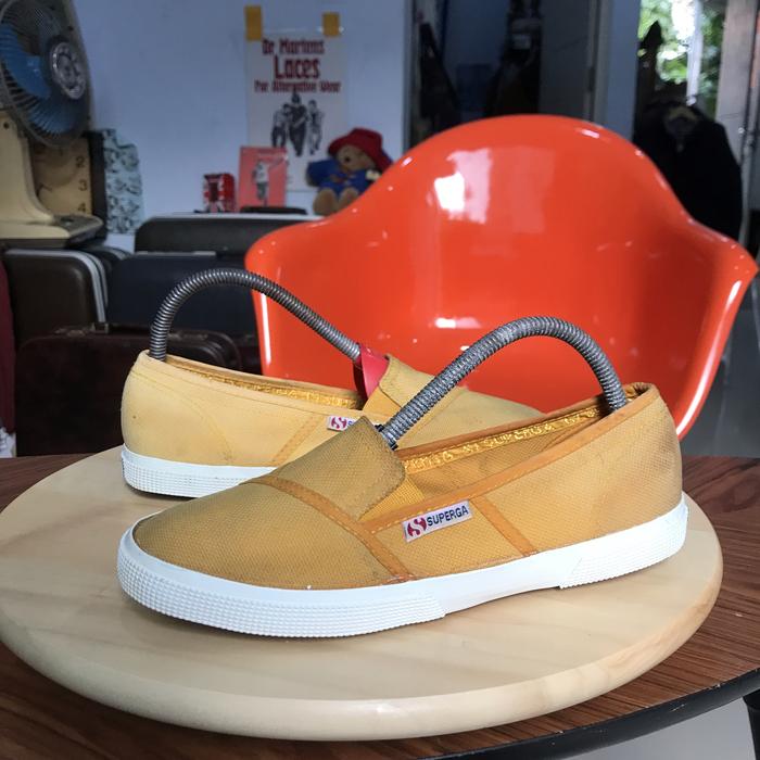 Superga Italy Yellow Slip On Shoes 100% Rough strong  Duck Canvas heavy durability  (Tebal dan kaku)