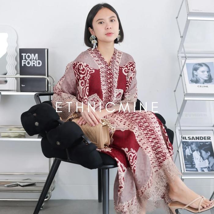 Dress Merah Kaftan Merah Kaftan Batik Kaftan Jumbo Kaftan Terbaru Kaftan Viscose Dress Batik Modern 