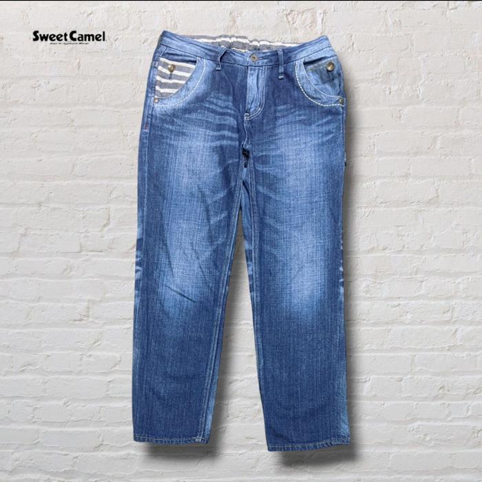 Size 29 Celana Panjang Longpants Jeans Carpenter Sweet Camel Blue Washed Fading Straight Fit Origina