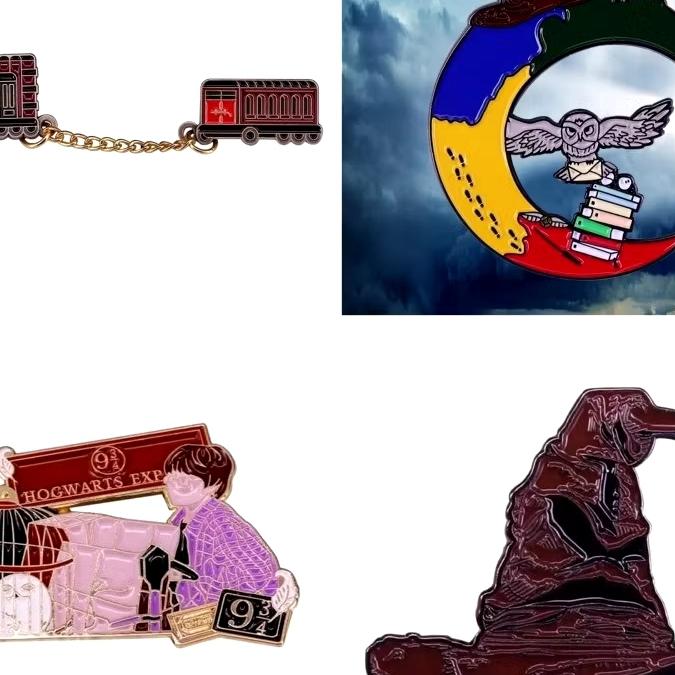 enamel harry potter pin hogwarts kereta topi gryfindor bros potter novel kado