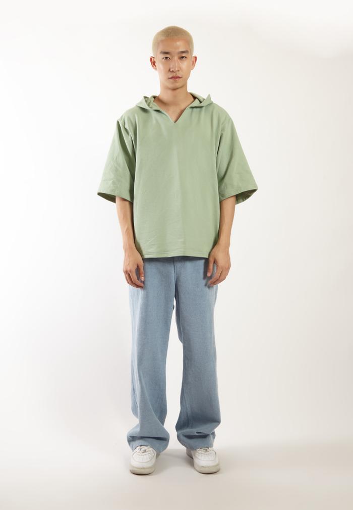 OCWA X VEDECI OVERSIZED BLAZE SHORT SLEEVE HOODIE SAGE GREEN