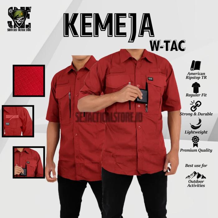 Kemeja Formal W-Tac Tactical Bahan American Ripstop Tr Baju Kerja Lapangan Warna Hitam Reskrim Polri