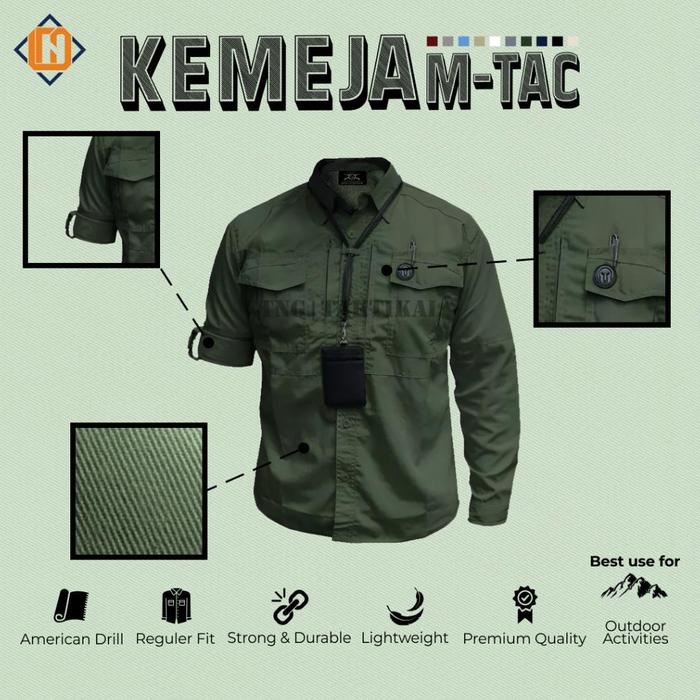 Kemeja M-Tac Lengan Panjang Pria Wanita Bahan American Drill Premium High Quality Baju Kerja Outdoor