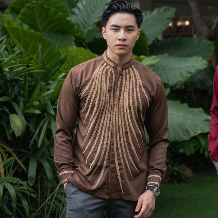 Kemeja Bordir Pria Nuc.Id Azam 05 Coklat