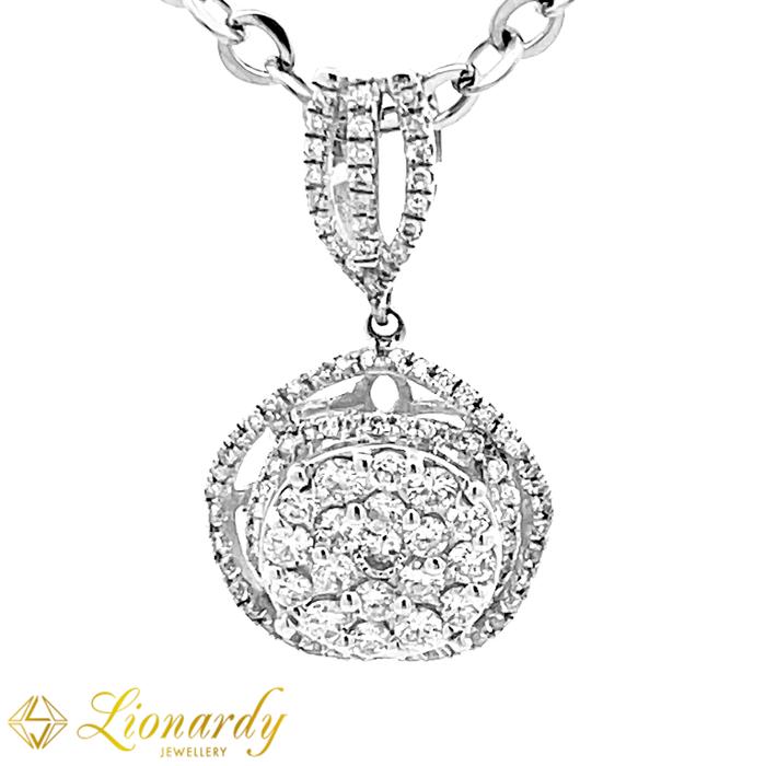 Lionardy Jewellery Liontin Berlian Model Fashion - Diamond Pendant - Emas Putih - LDPB-TR3356