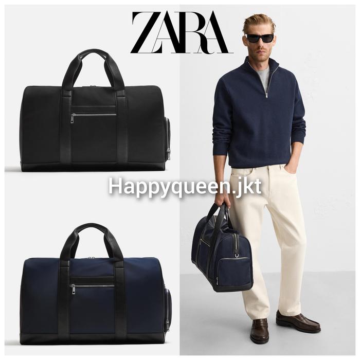 Travel Bag Zara Original Tas Perjalanan Nilon Nylon Cowok Laki-Laki Pria Duffel Duffle