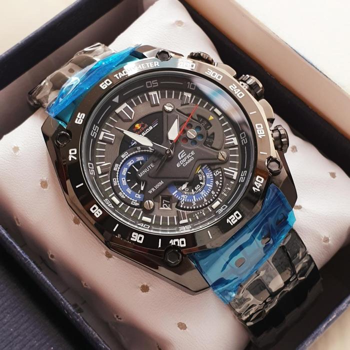 Jam Tangan Pria C*s*o ED*F*C* EF-550BK-RBSP EF-550 RedBull Racing Chronograph FullBlack Steel