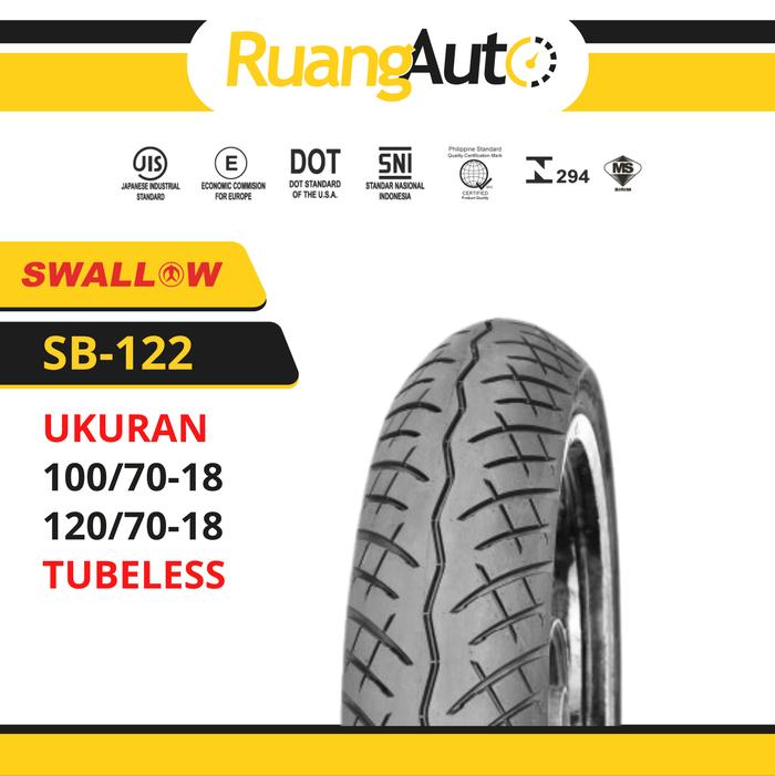 BAN LUAR SEPEDA MOTOR SWALLOW SB-122 THUNDER XX 100/70 120/70 RING 18 TUBELESS