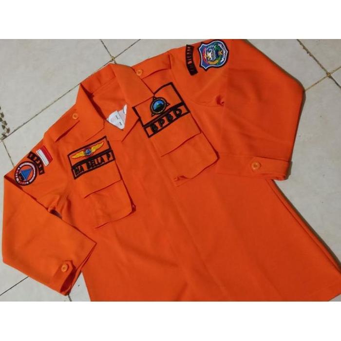KEMEJA ATASAN PDL BPBD/BNPB/BASARNAS + BORDIR TIMBUL SET, BAHAN LUSTER TAILOR BEST QUALITY EXCLUSIVE