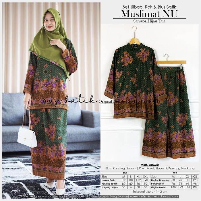 BATIK MUSLIMAT NU DEWASA setelan rok blouse sanwos TUA seragam pengajian nasional logo nu by svj