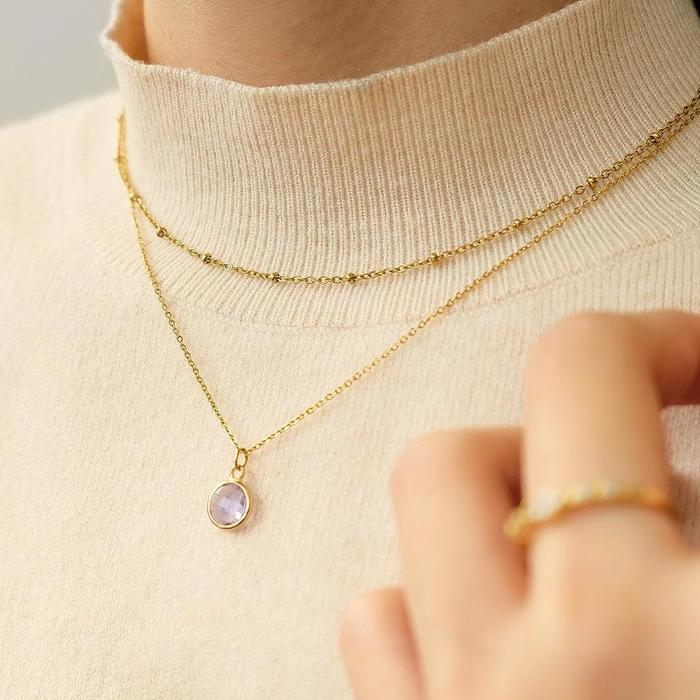 September Birthstone Dainty Gold Necklace — Sapphire