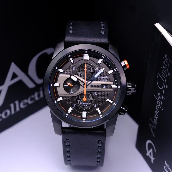 JAM TANGAN PRIA ALEXANDRE CHRISTIE AC 6590 AC6590 BLACK ORANGE ORIGINAL