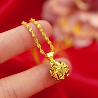 Kalung emas wanita 60cm panjang perhiasan emas hadiah pernikahan, hadiah ibu