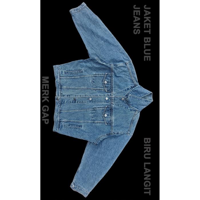 jaket denim jean jeans gap pria big size warna biru langit