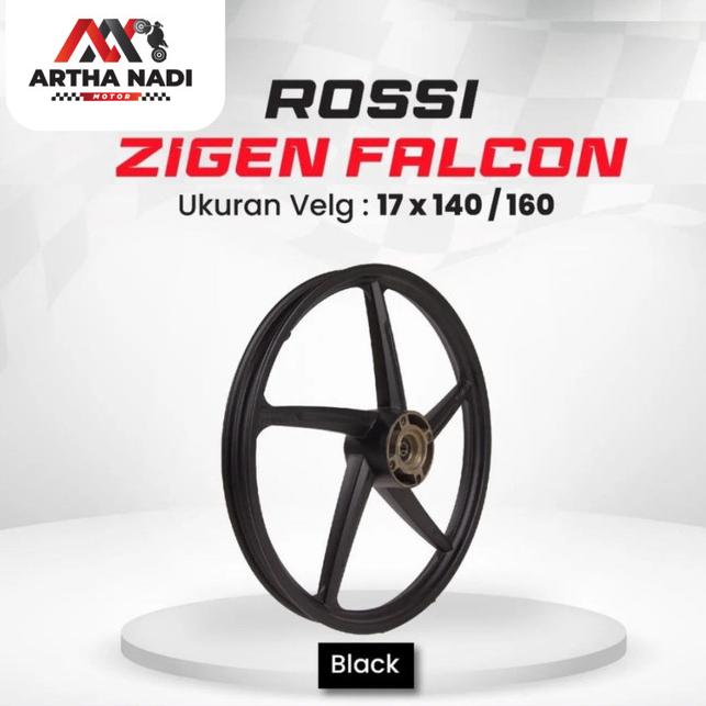 Velg Rossi Palang 5 Zigen Falcon Supra X Cakram Depan Hitam