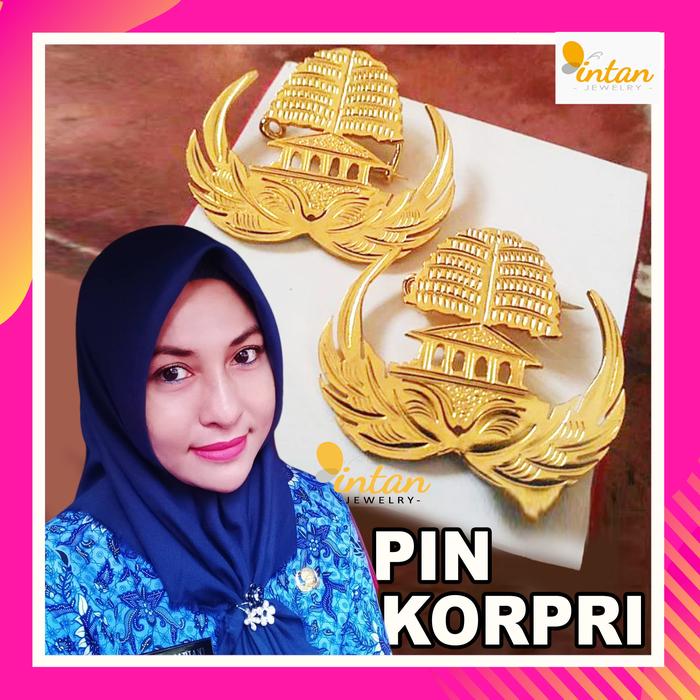 pin korpri kuningan asli sepuh emas gold lapis emas