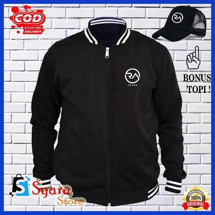Syara Store / Bonus Topi.. Jaket Varsity Baseball Ra Jeans Putih / Jaket Distro Varsity / Jaket Base