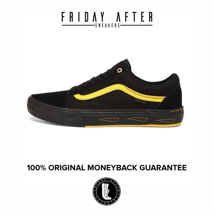 Sepatu Sneakers Pria Vans Old Skool Pro BMX Larry Edgar Black Yellow Original Resmi