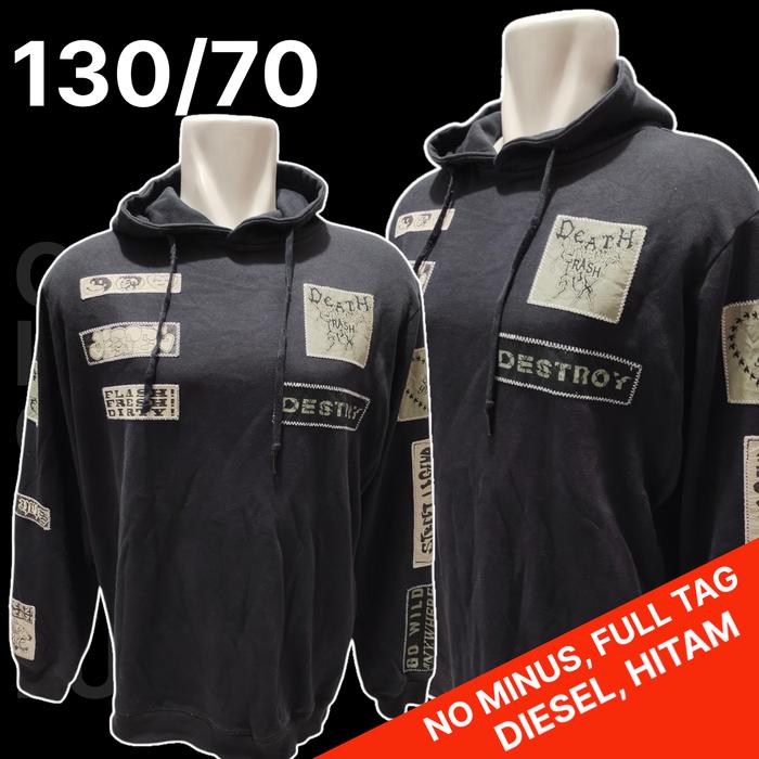 Sweater Hoodie Diesel Original/Hoodie Hitam Diesel Original, Bekas