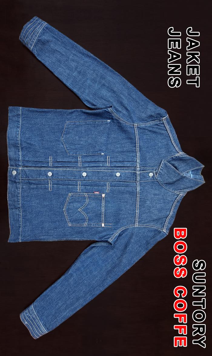 Jaket jeans jean suntory boss coffee bos kopi pria bekas dan lawas