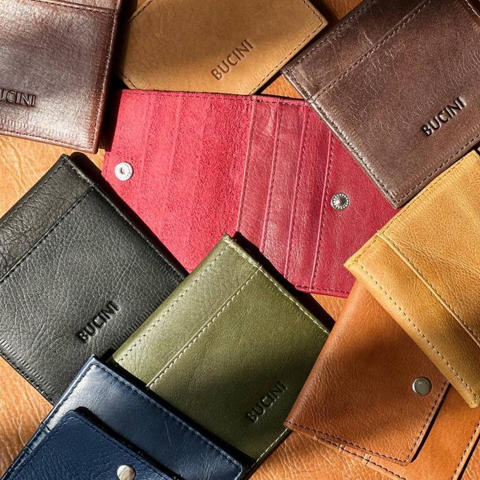 Leather Card Holder BUCINI D - Dompet Kartu Pria & Wanita BUCINI Dompet Kartu D