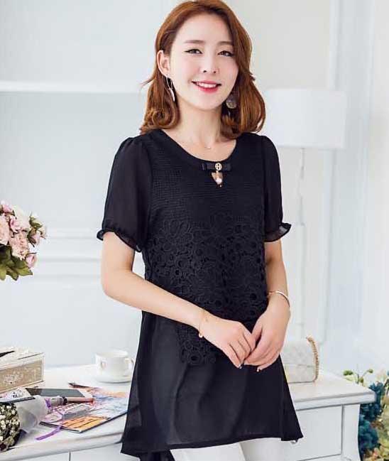 blouse brokat wanita korea T8080