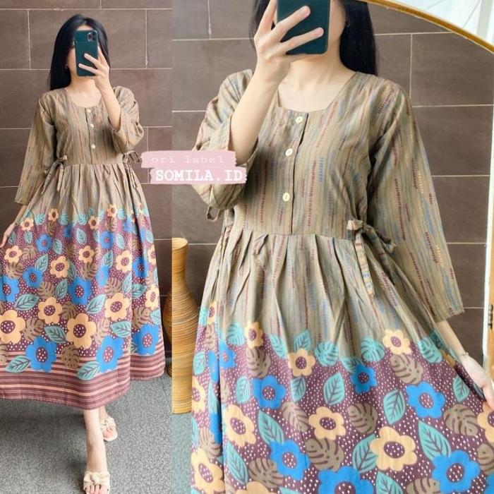 GROSIR DASTER SOMILA.ID BUSUI CHIBI PANJANG LENGAN 7/8 KRUT PINGGANG SERUT BATIK KOTAK GANGGANG