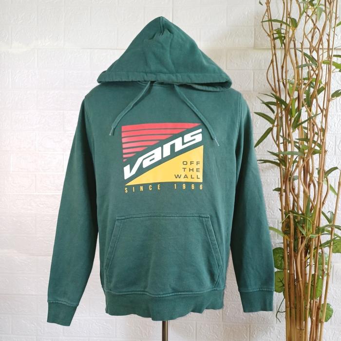 HOODIE VANS OFF THE WALL ORIGINAL, SIZE L-XL (SECOND BRANDED) HIJAU, MULUS, PT188