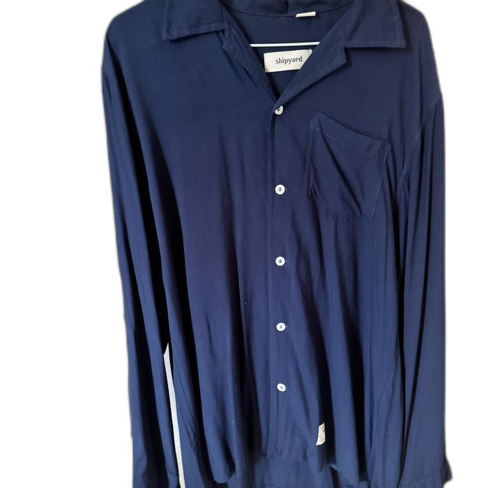 Kemeja Rayon Shipyard Breezy Shirt Basic Navy by Elhaus size L Original