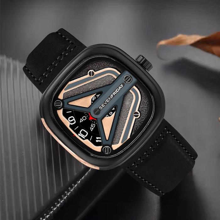 JAM TANGAN SEVENFRIDAY SF-M2/01-8800 D4.8CM KULIT FULL EMBOS ORIGINAL PRIA WANITA