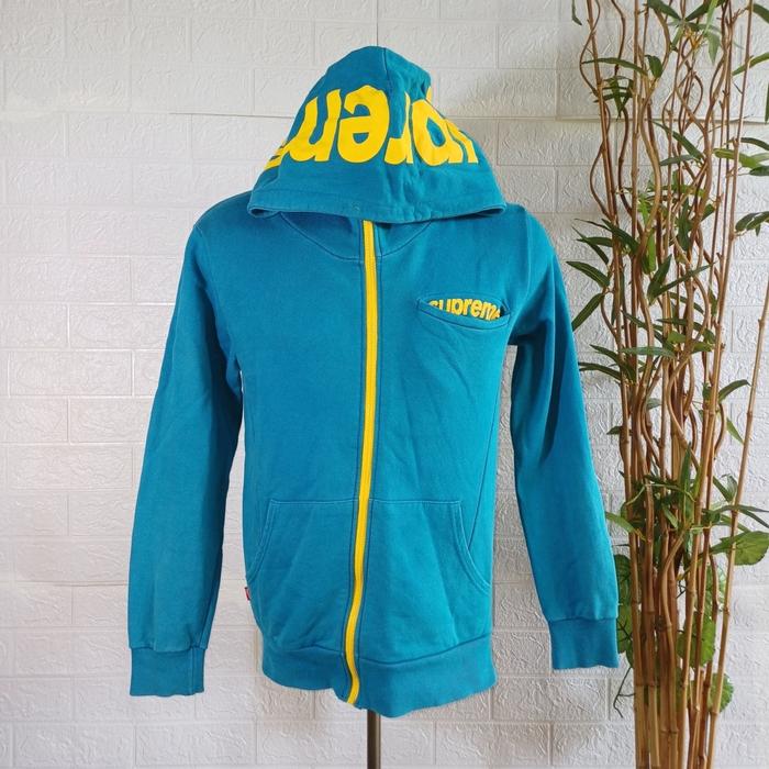 ZIPPER HOODIE SUPREME KOREA, SIZE M (SECOND BRANDED) BIRU, MULUS, PT189