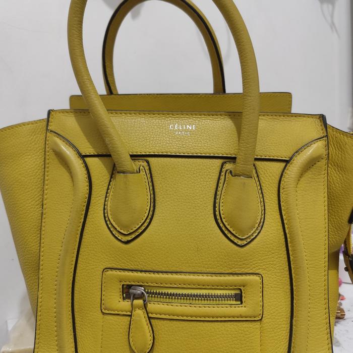 Tas Celine Nano Luggage Yellow size 33 x 31 model handbag (no talpan) 100% kulit asli, very good con