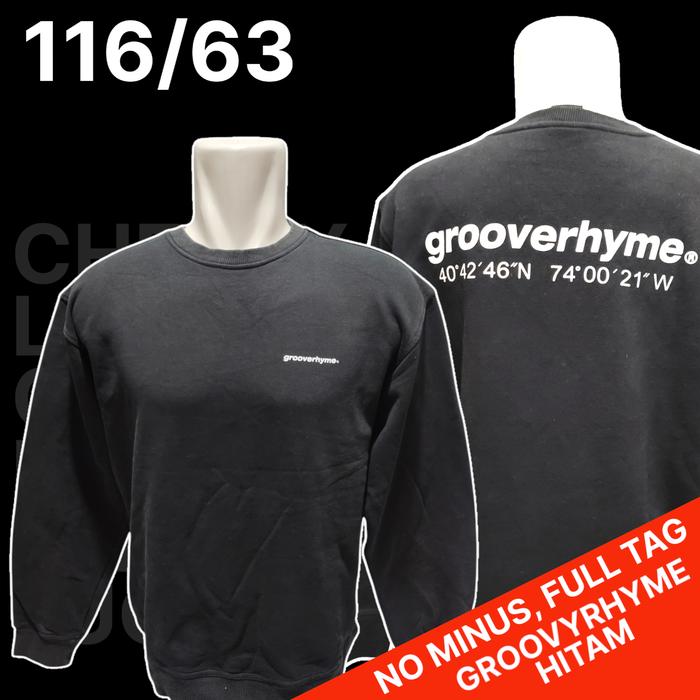 Sweater Hitam Grooverhyme Ori/Crewneck Hitam GROOVERHYME ORI - Bekas
