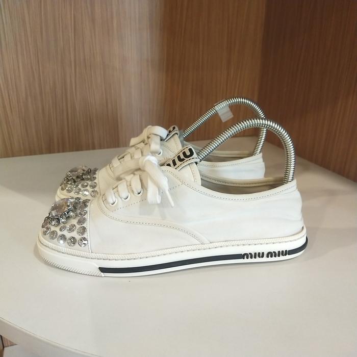 diamond shoes MIU MIU original second branded white sepatu MIU MIU 37