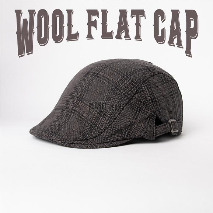 Topi Flat Cap Bahan Flanel Motif Kotak Peaky Blinders , Sutradara Baret Vintage Newsboy - FC03 Plane